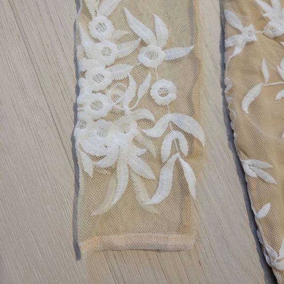 NWT Forever 21 Nude Embroidered Lace Illusion Mini Dress - Picture 3 of 6